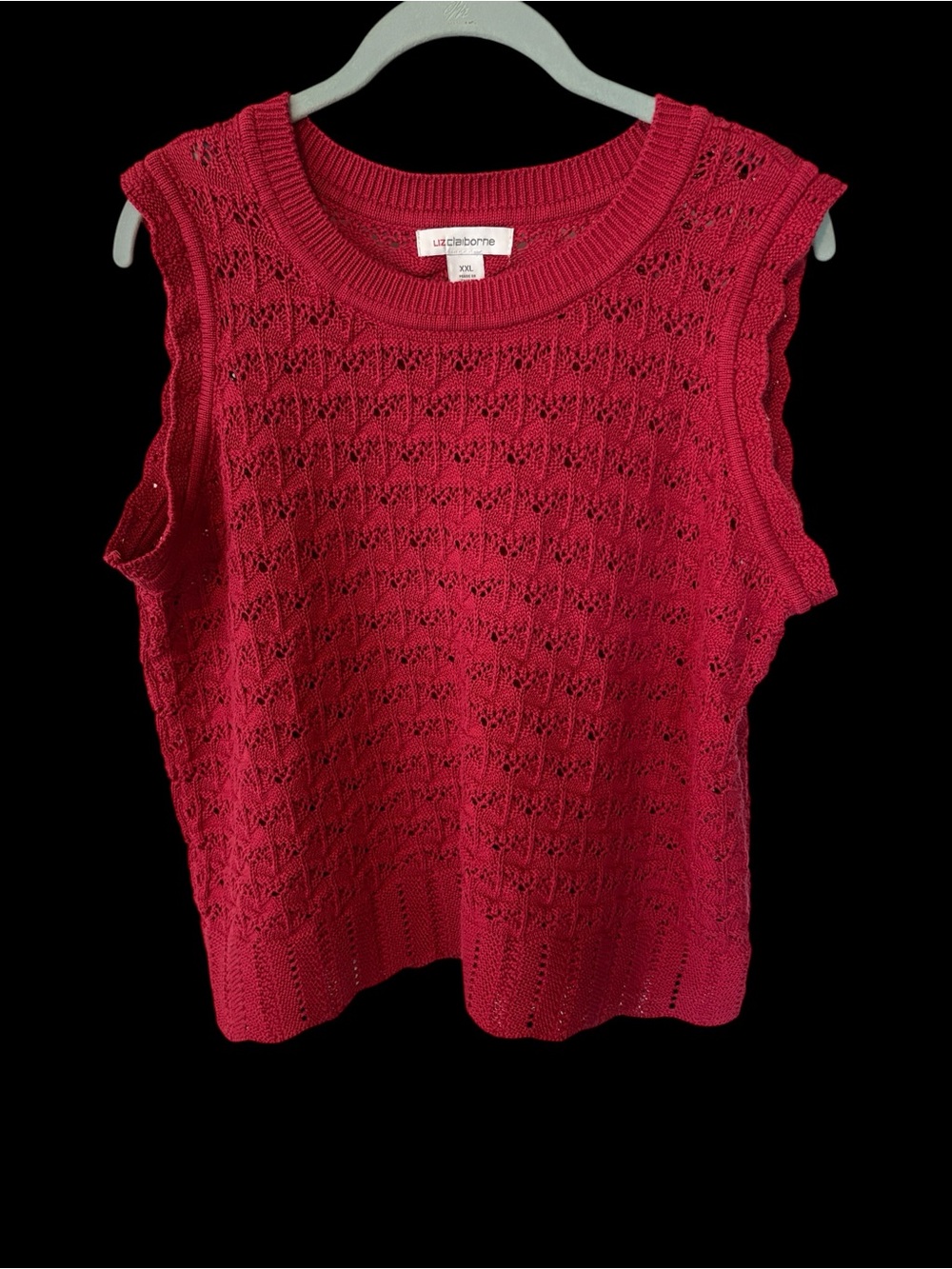 Women’s Liz Claiborne Raspberry in color Openwork Knit Sleeveless Top